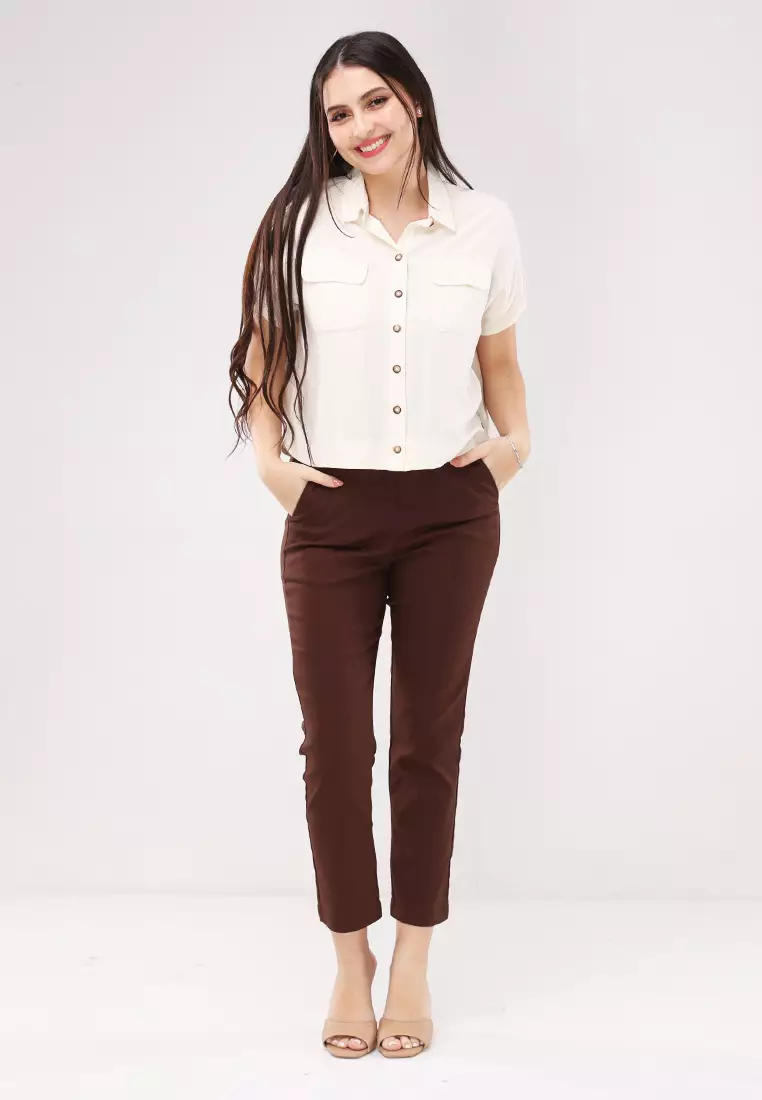 Soft Linen Woven Short Sleeves Blouse