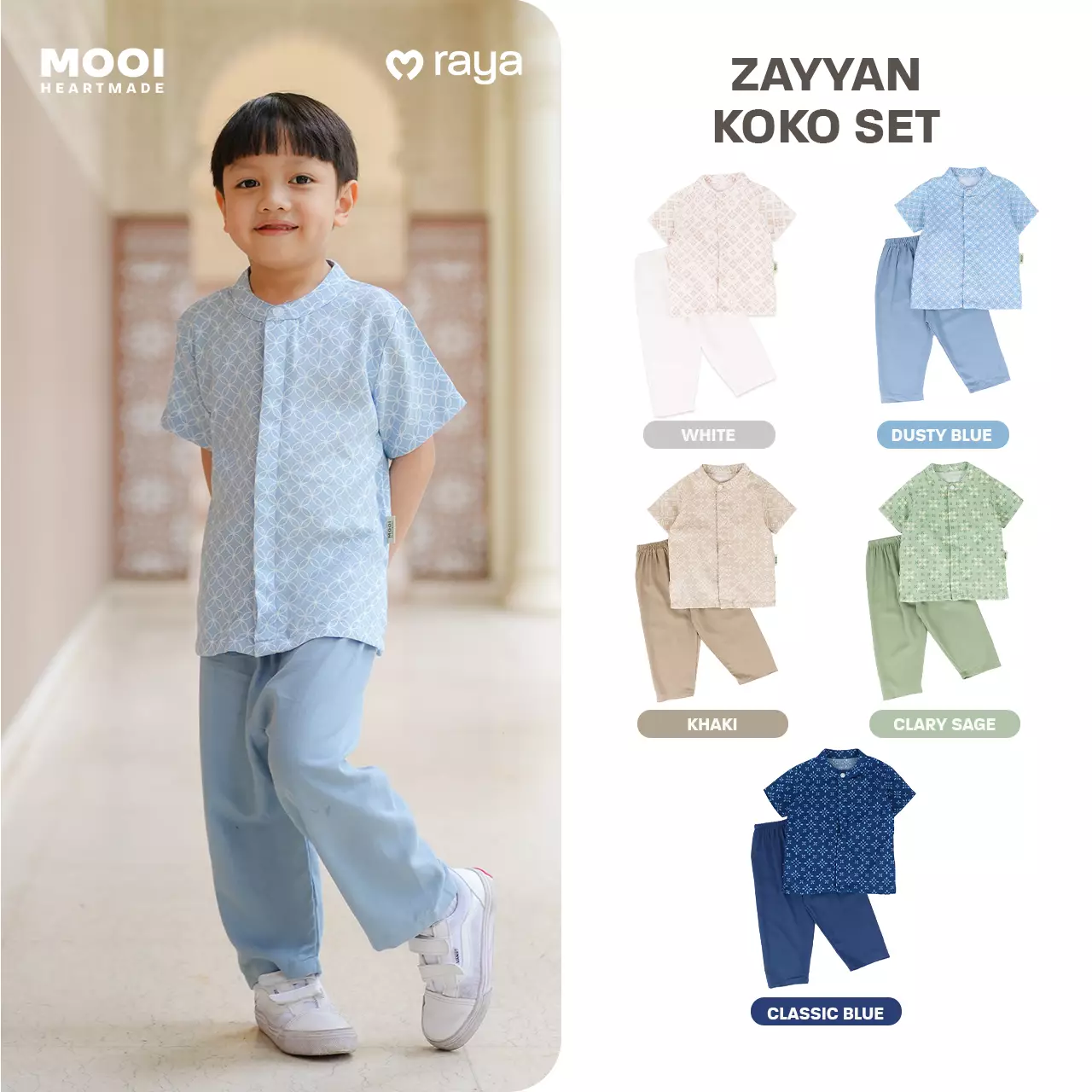 Mooi Zayyan Koko Set Setelan Koko Anak Raya Collection - Clary Sage