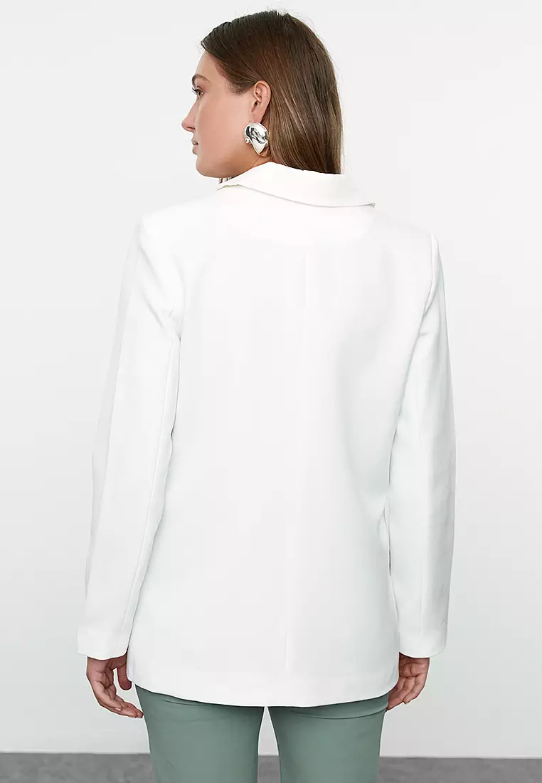 Regular Lined Detailed Woven Blazer Jacket