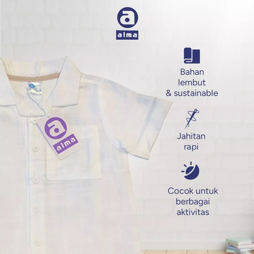 Alma Kids & Baby Kemeja putih NEO Full Cotton