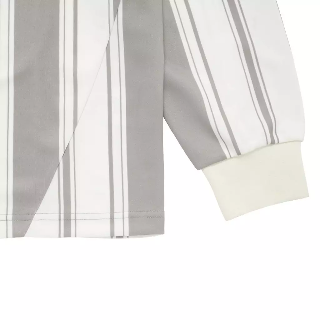 STRIPE FOOTBALL JERSEY LONG SLEEVE T-SHIRT LIGHT GRAY