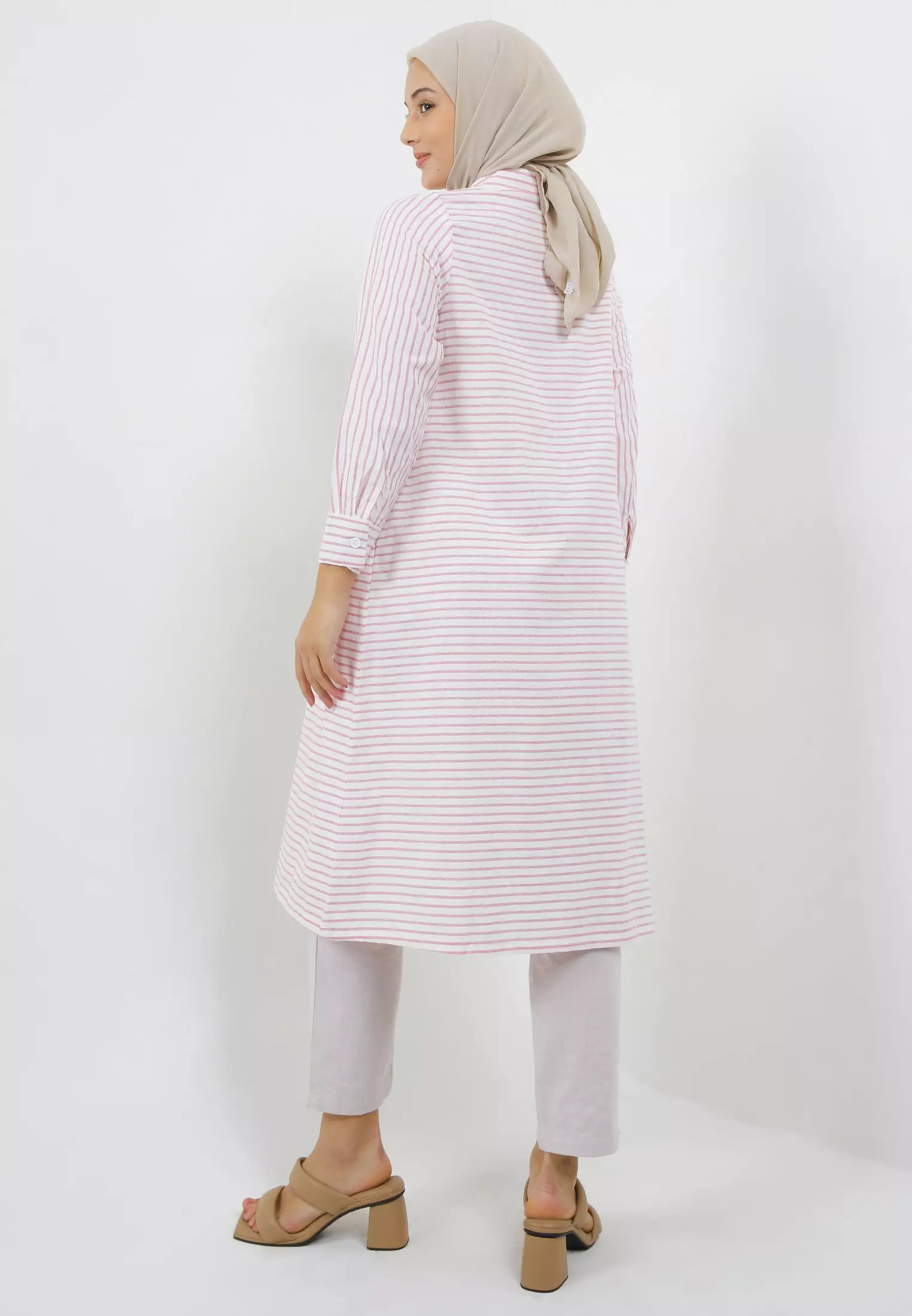 MFMW Fliry Midi Dress Merah Motif Salur