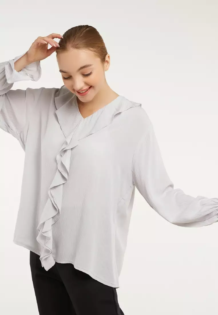 Mayonette Millie Top - Baju Atasan Wanita Terbaru Blouse Korean Style - Ivory
