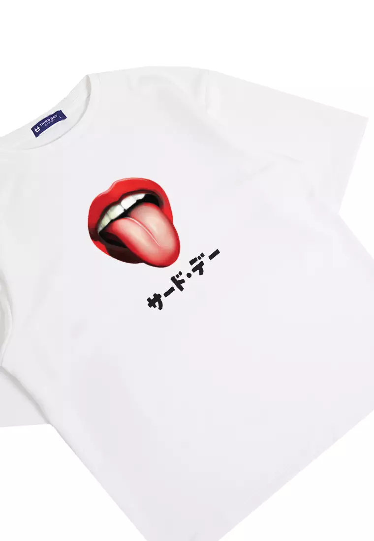 MTO63 kaos oversize gambar lidah mulut kaos band bahan scuba tebal distro third day cowok putih
