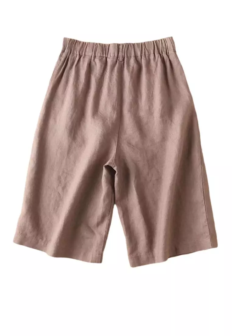 Loose Straight Cotton-flax Cropped Shorts RZ9112