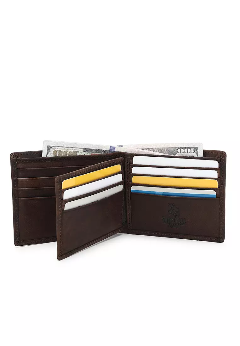 Genuine Leather RFID Short Wallet - Brown