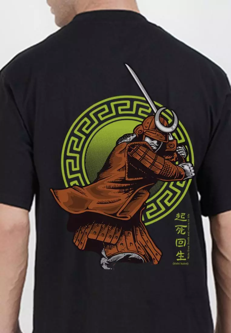 Oversized Samurai Sword Fighter Black Cotton Short Sleeve Essential T-Shirt
