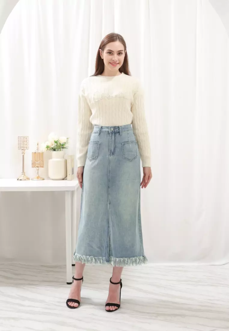 Xana Midi Skirt in Aqua