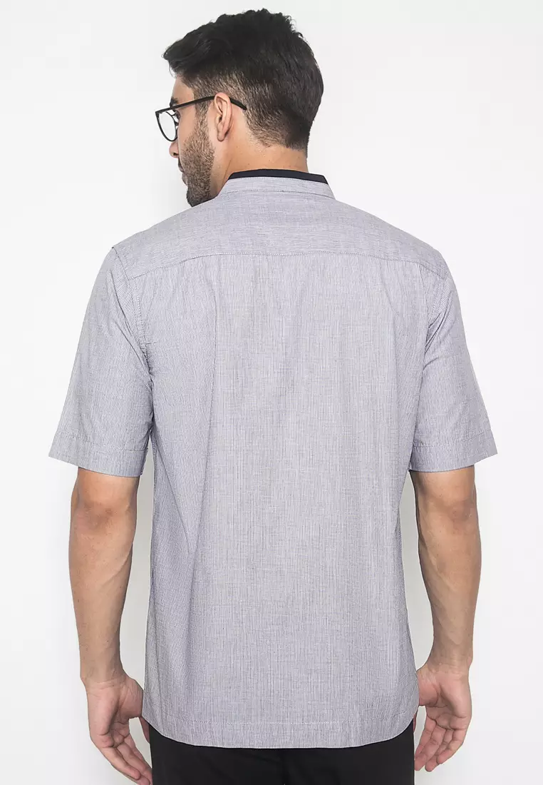 LGS - Baju Koko - Kemeja Koko - Koko Motif - Garis - Abu - Slim Fit - JSH.386.S1052KF.348.C