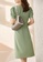 OUNIXUE green Temperament Solid Color V-Neck Dress CA07CAAF1CAA6AGS_4