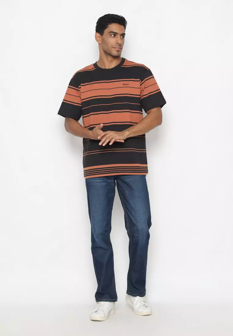 POLICE T-Shirt Salur Bordir Cotton Premium Tebal Pria 43016