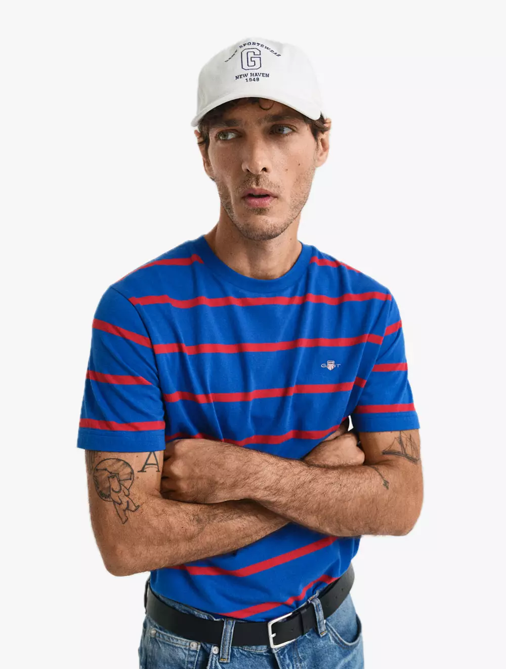 GANT - Pakaian Pria - Striped Ss T-Shirt - Lapis Blue
