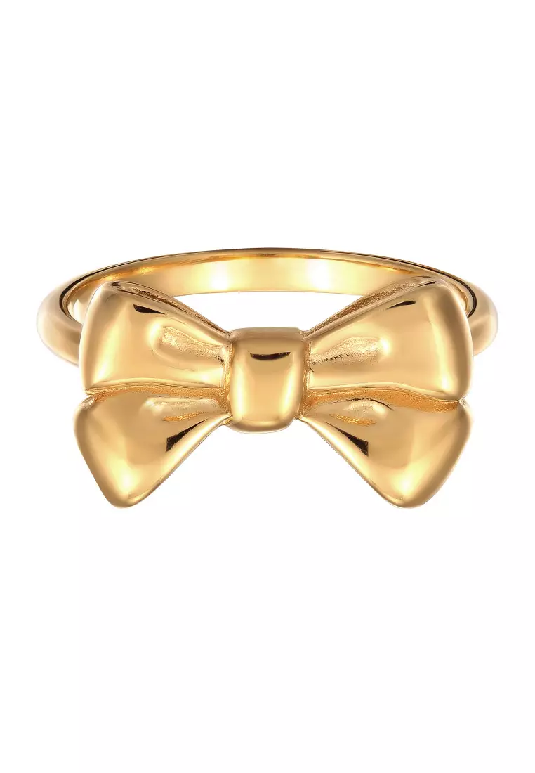 Cincin Perhiasan Perak 925 Wanita Ribbon Gold Plated