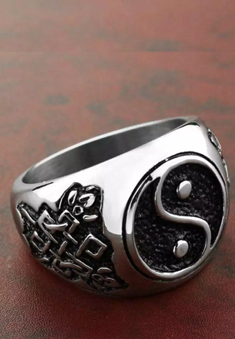 Men's Accessories Yin-Yang Premium Stainless-Steel Cincin Pria Ring Silver