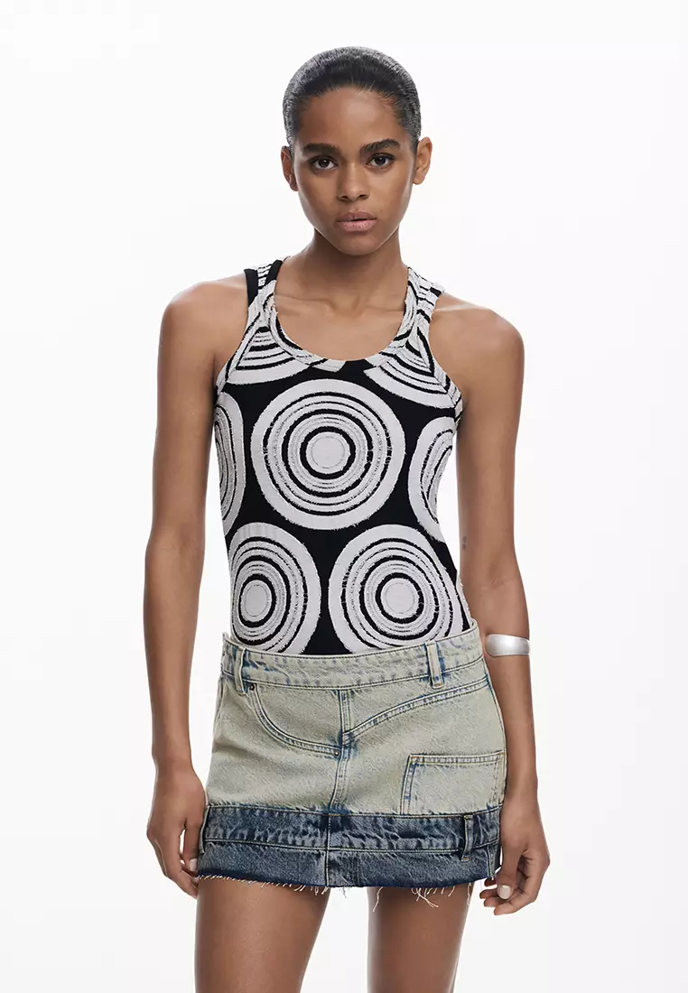 Double-waist mini skirt