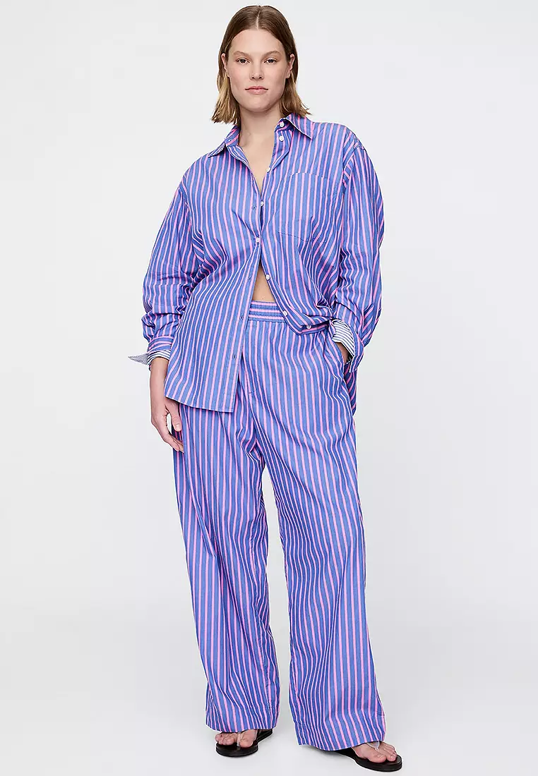 Organic Cotton Poplin Easy Wide-Leg Pants