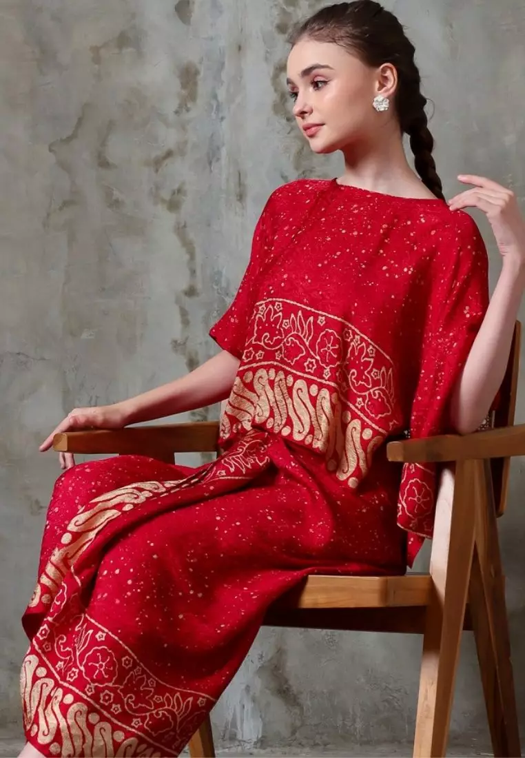 Jual Rinjanie Batik Rinjanie Batik Dress Batik Infinity Dress Special Red Gold Batik