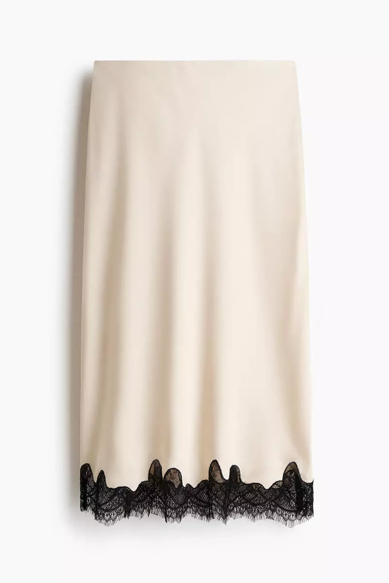 Lace-trimmed slip skirt