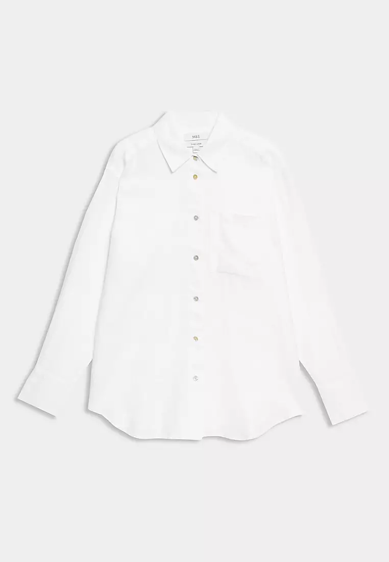 Pure Linen Oversized Girlfriend Style Shirt