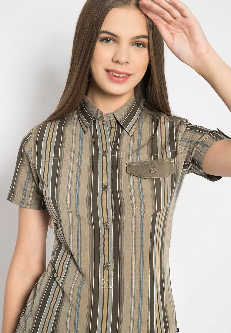 LGS - Kemeja Wanita - Salur - Kantong - Coklat - LLSH.380.SL707.485.7C