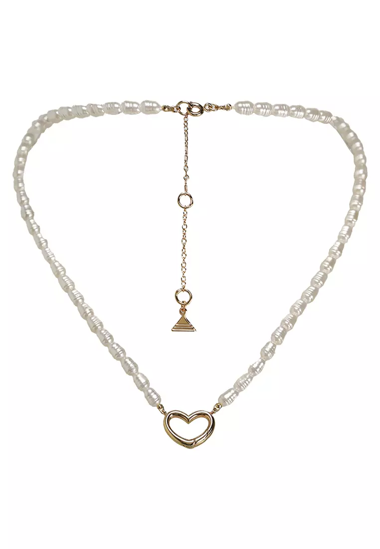 Rachelle Gold Plated Heart Pearl Necklace