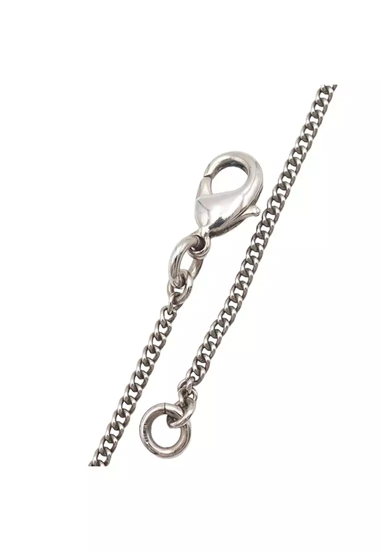 Pre-Loved Chanel Cc Silver Plated Rhinestone Pendant Necklace