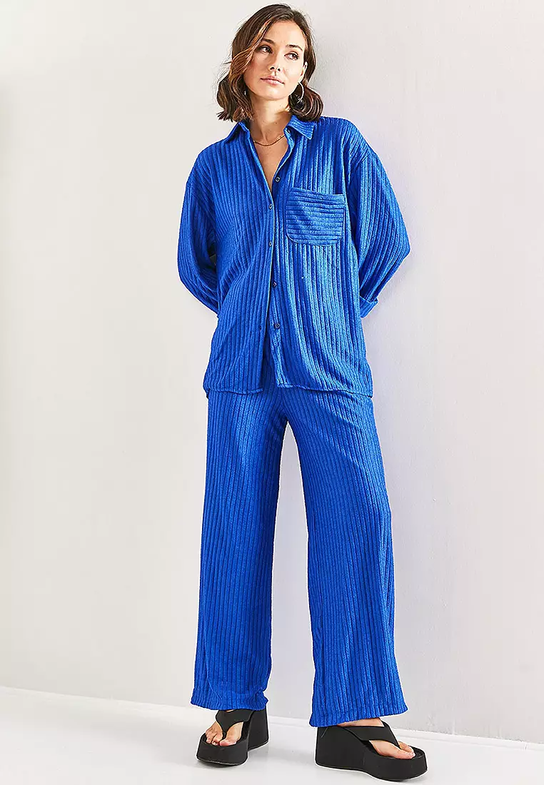 Long Sleeves Shirt & Wide Leg Pants Set