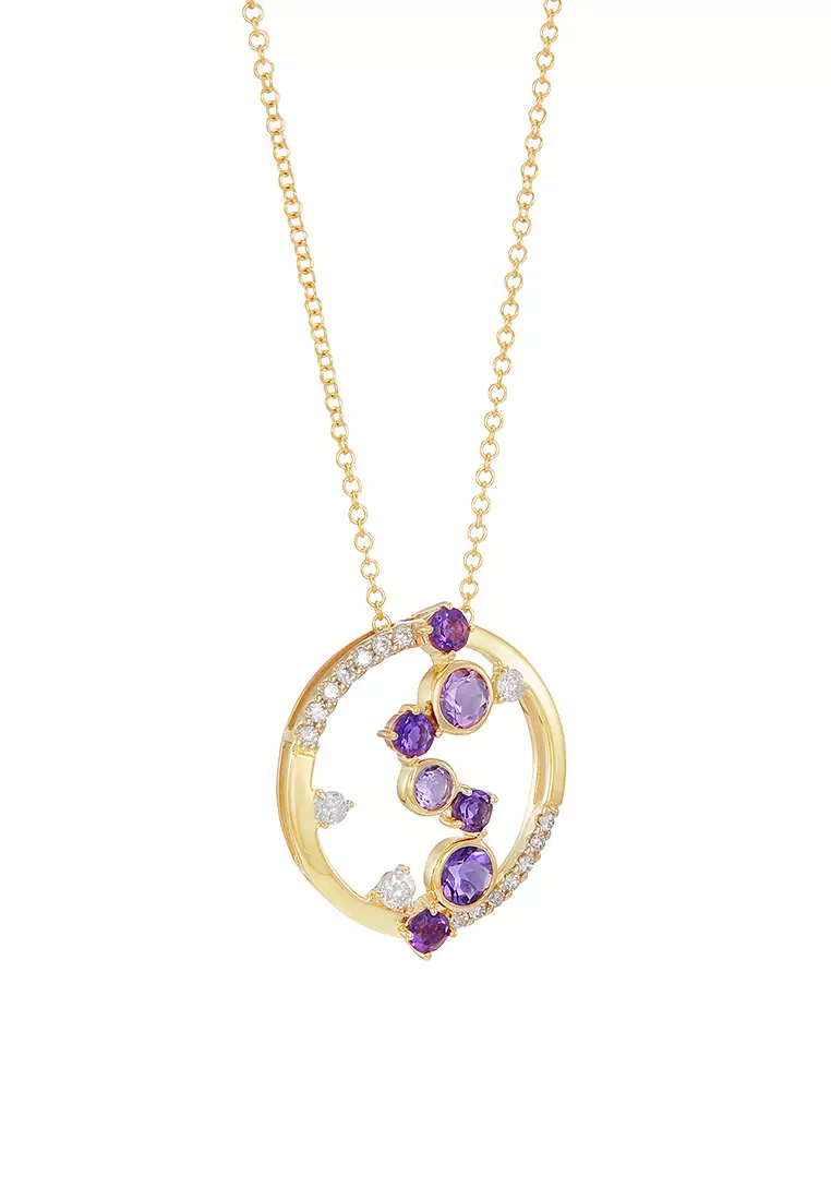 HABIB CHIC | Amethyst and Round Diamond Necklace in 375/9K Yellow Gold 559071123(YG)-AMEH