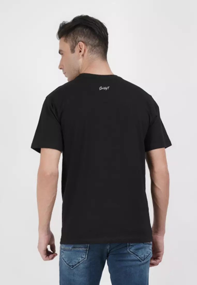 Life Cube 图案黑色纯棉标准版型T恤/短袖T恤，圆领