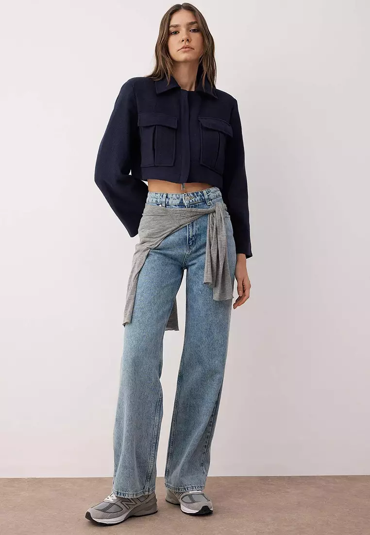 Light Blue-6001 High Waist Wide Leg Jeans Twoaw24Je00074