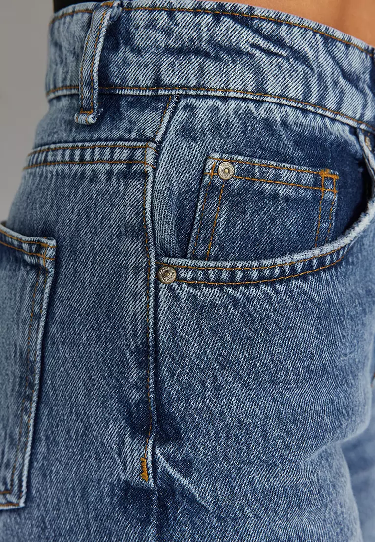 Ripped High Waist Wide Leg Jeans