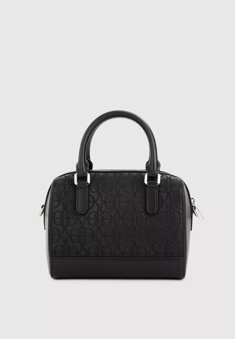 Alessia Monogram Small Satchel Bag Black