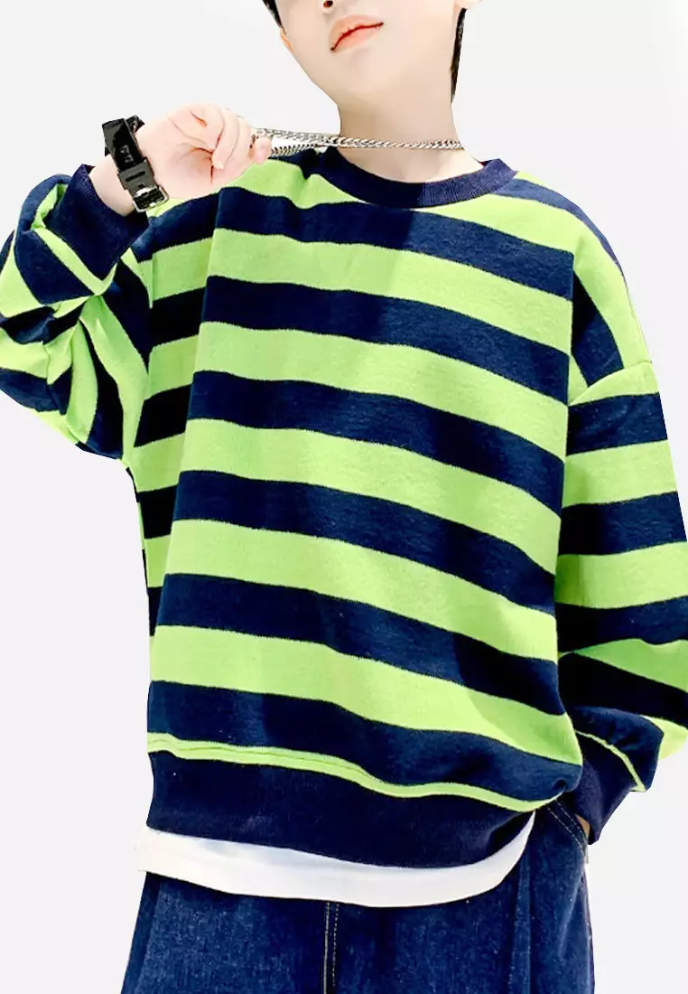 Striped long sleeve sweatshirt store