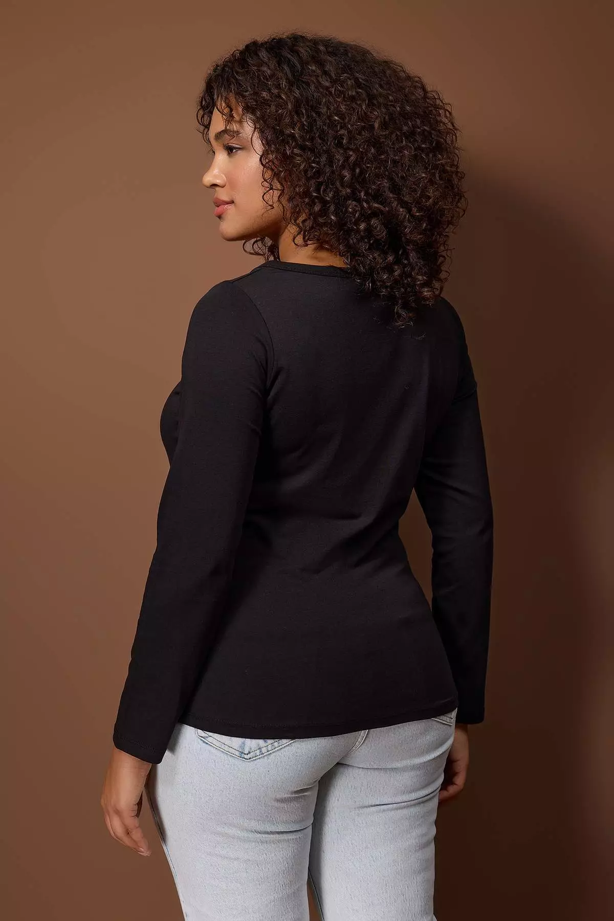 Black Knitted Bodycon Button Detail Plus Size Blouse Tbbaw26Af00008