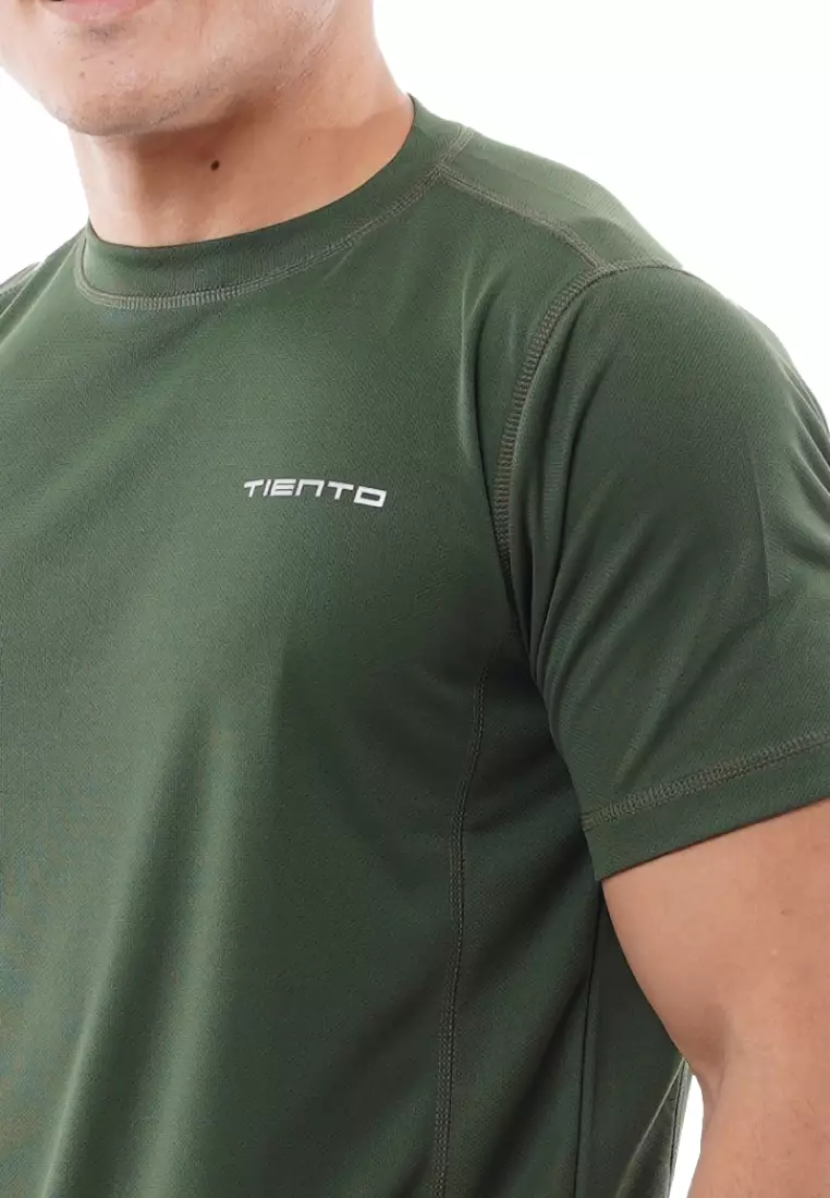 Tiento Kaos Dry Fit Men Army Baju Olahraga Lari Pria