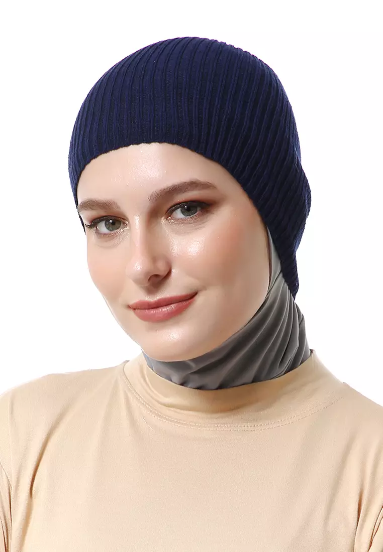 Irma Ciput Muslimah Wanita Motif Polos Simple Fashion Women - Navy