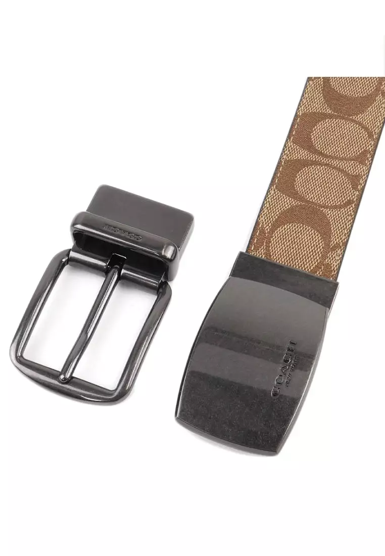 boxed harness plaque reversible belt in signature canvas