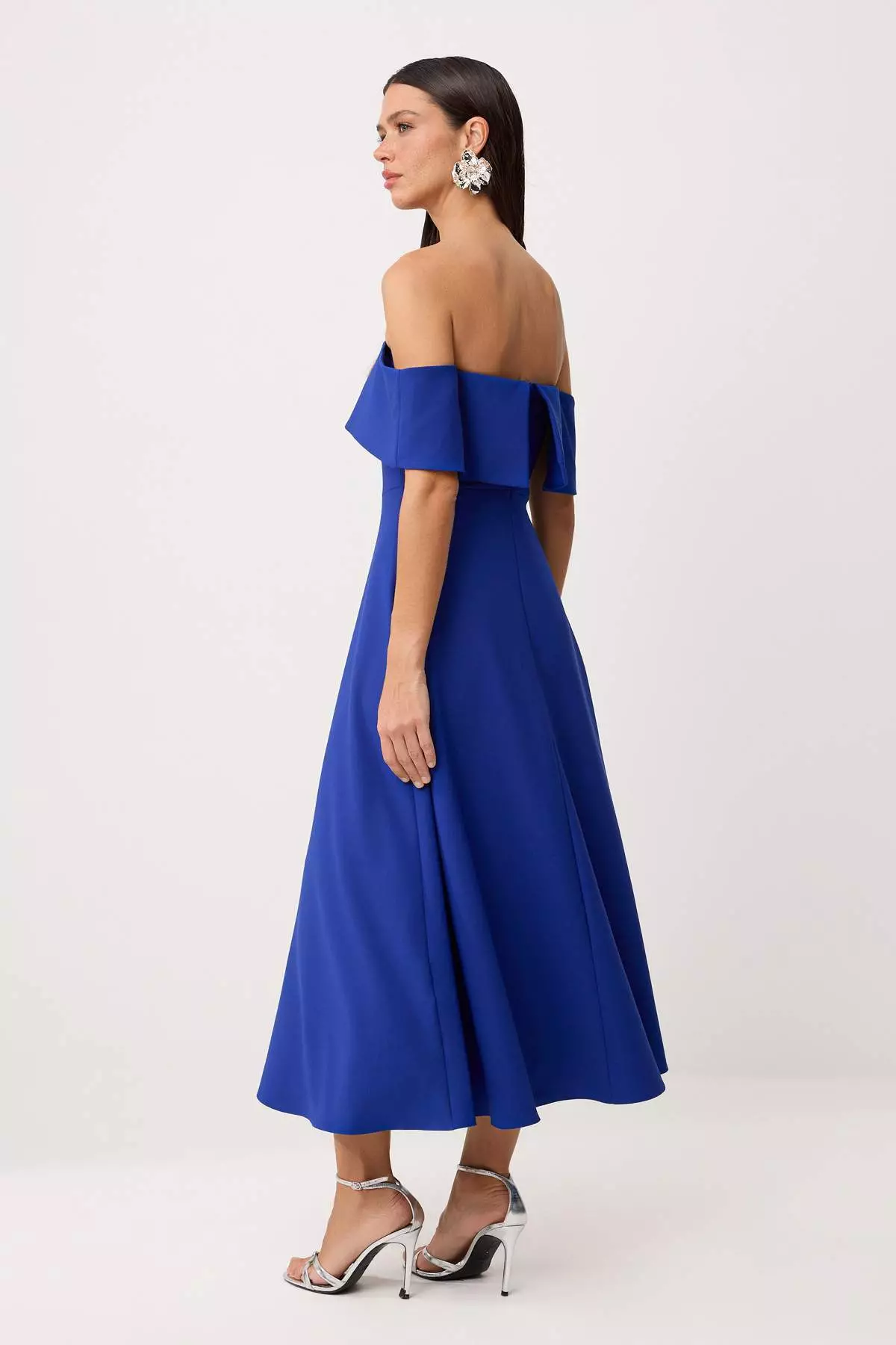Saks Straight Skirt With Open Waist, Woven Finike Midi, Unlined, Stylish/Evening Dress