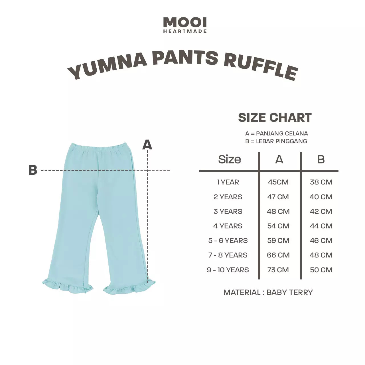 Mooi Celana Panjang Anak Perempuan Yumna Pants Ruffle - Blue Royal