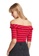 6IXTY8IGHT red Striped Ruffle Off Shoulder Crop Top TP08413 ED613AAC5B90D1GS_3