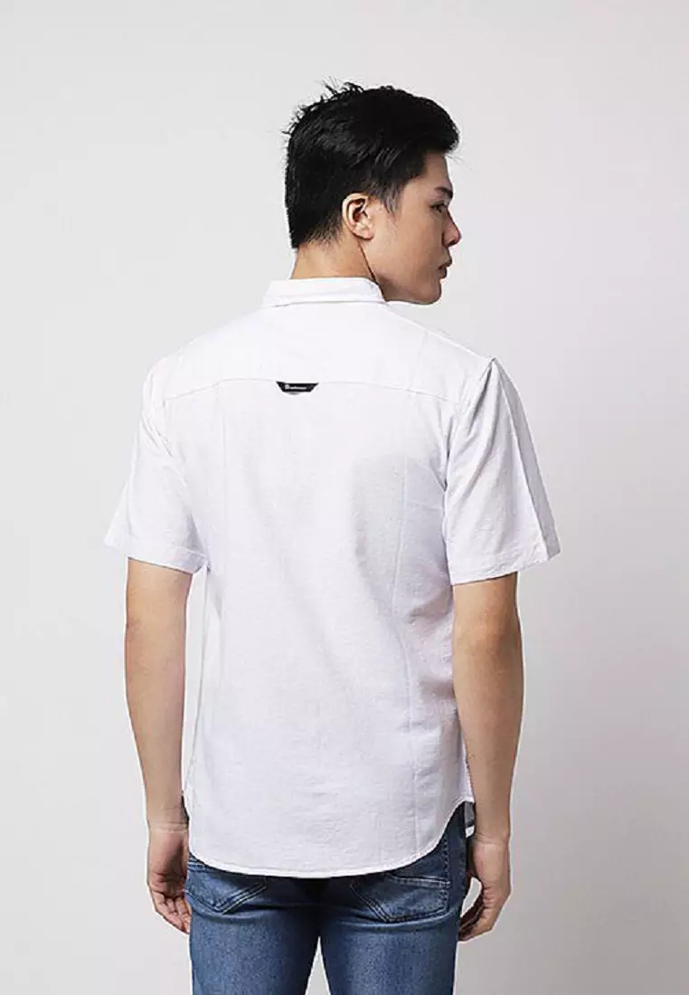 Kemeja pria lengan pendek polos oxford shirt Putih