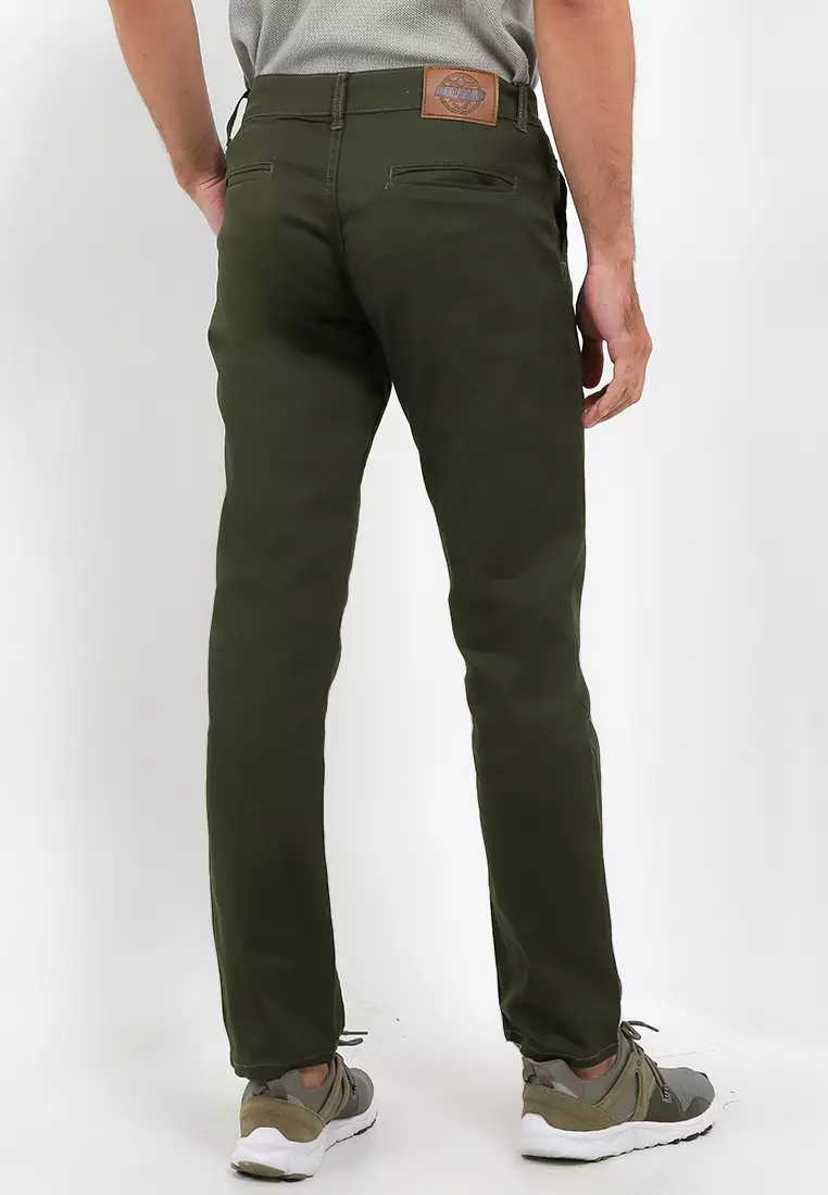 Celana Chino Pants Cotton Twill Stretch - Army Green