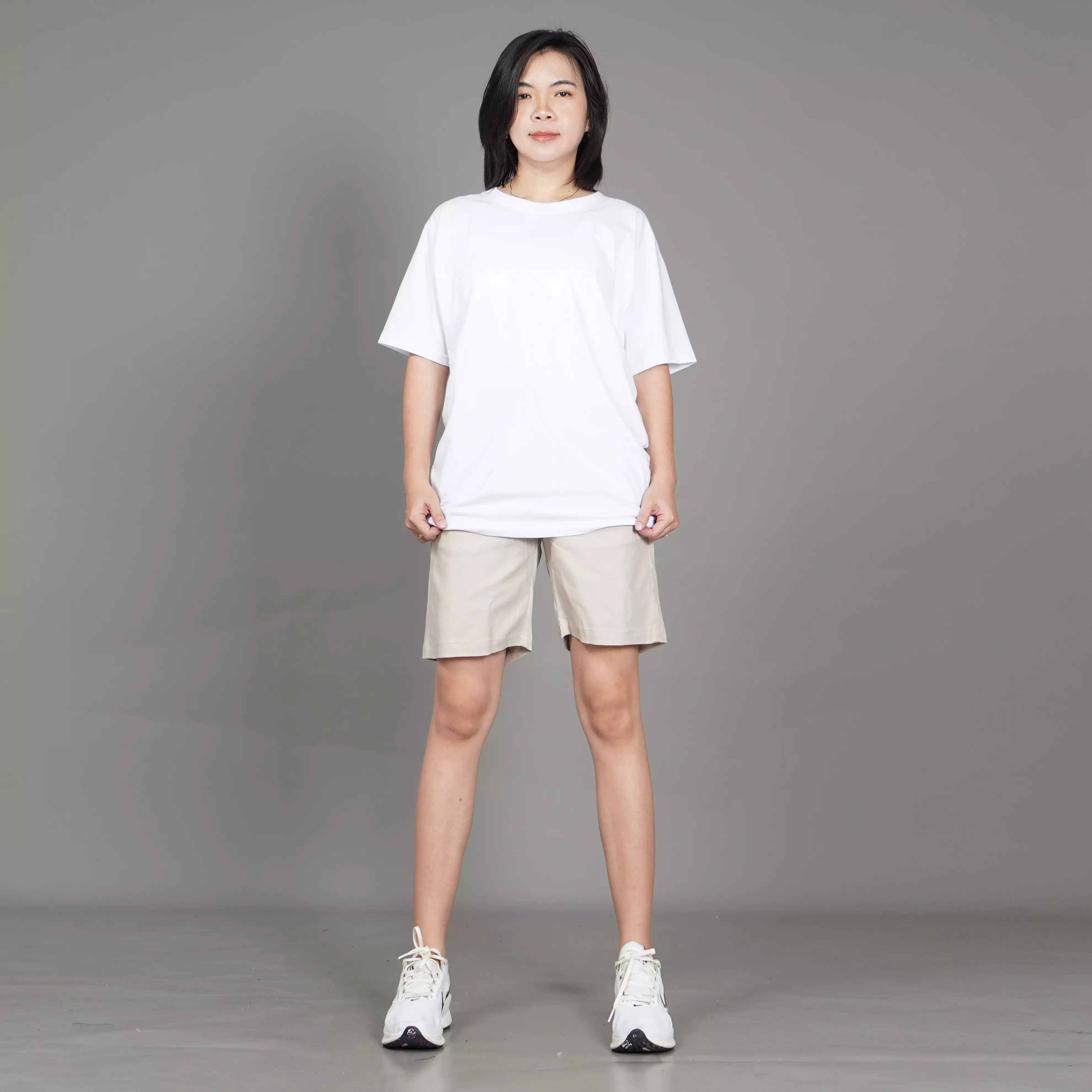  FRELY Celana Pendek Casual Wanita Celana Chino Pendek Wanita - KREM