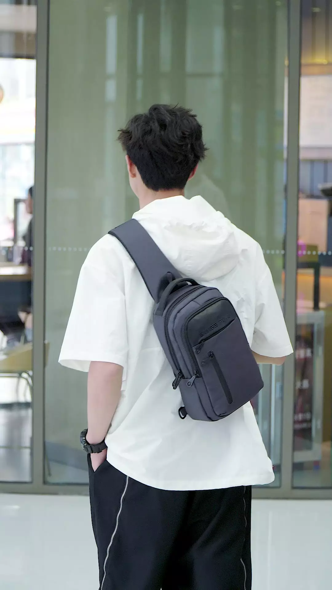 Men's Waist Bag / Belt Bag / Chest Bag (Tas Pinggang / Tas Dada Pria) - Abu-abu