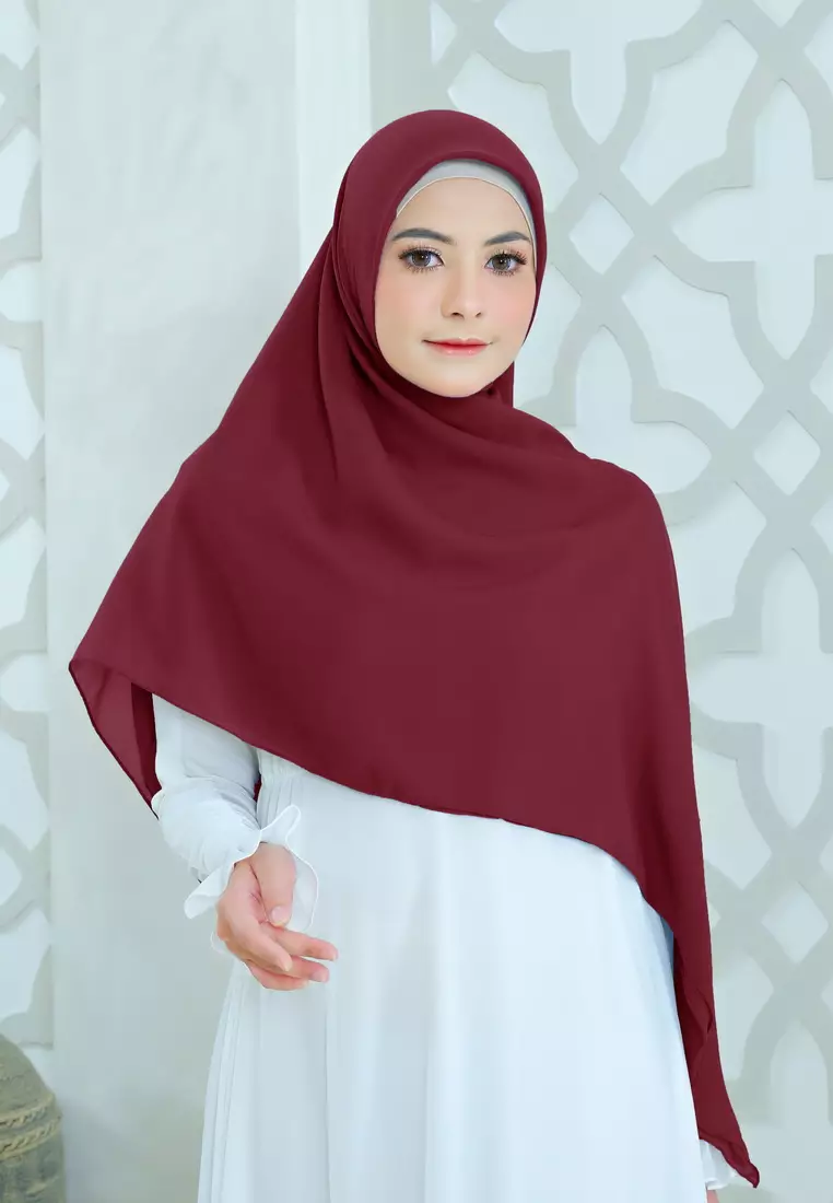 Cotton Bee - Danira Instan Syari | Hijab Segiempat | Square Syari - Cherry Red