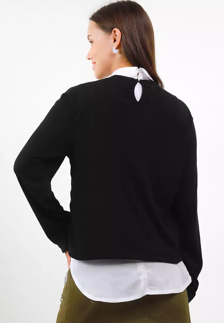 Amazon Rib Knit Layer Sweater 2-In-1 Top