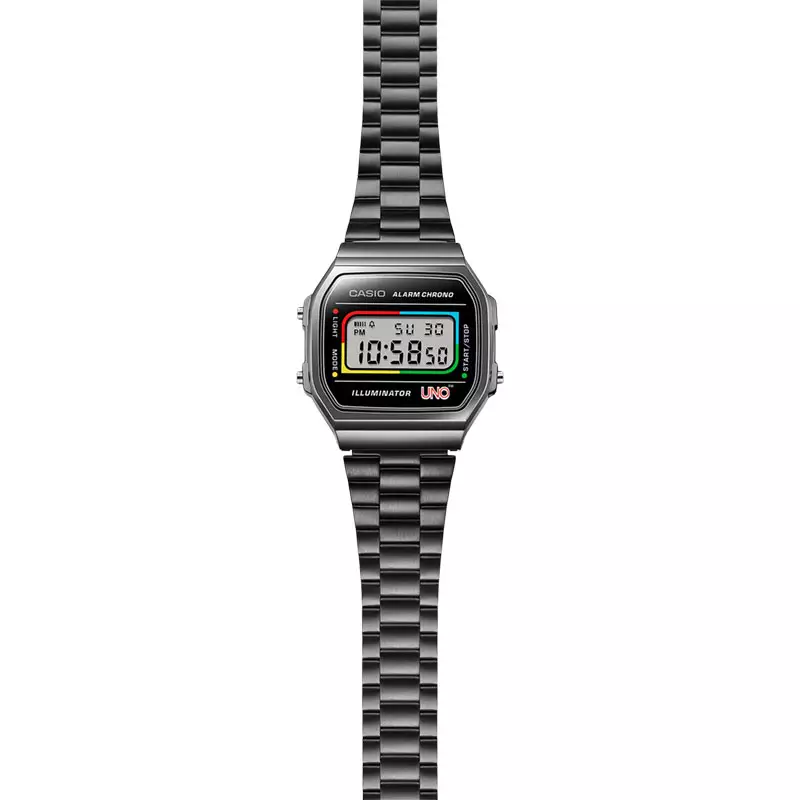 Jam Tangan Unisex Casio General A168WEUC-1ADR UNO Collaboration Digital Dial Stainless Steel Band