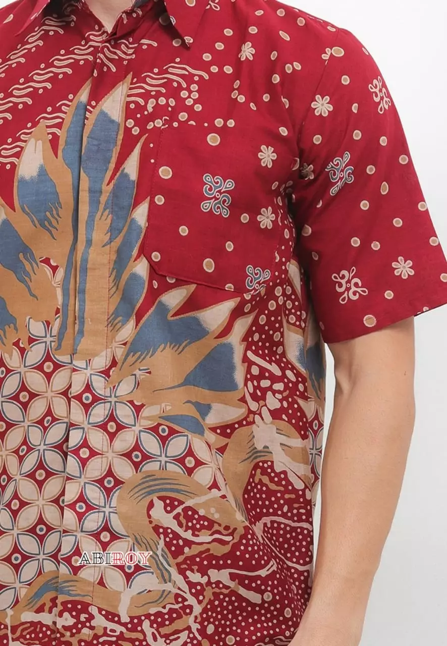 Godhowarsa Maron Kemeja Batik Pria Premium Slimfit Lengan Pendek NLN