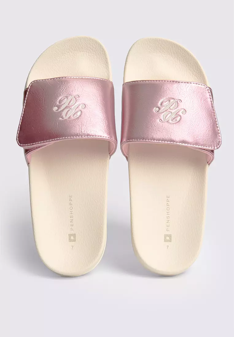 Women's Metallic Leather One Band Slides