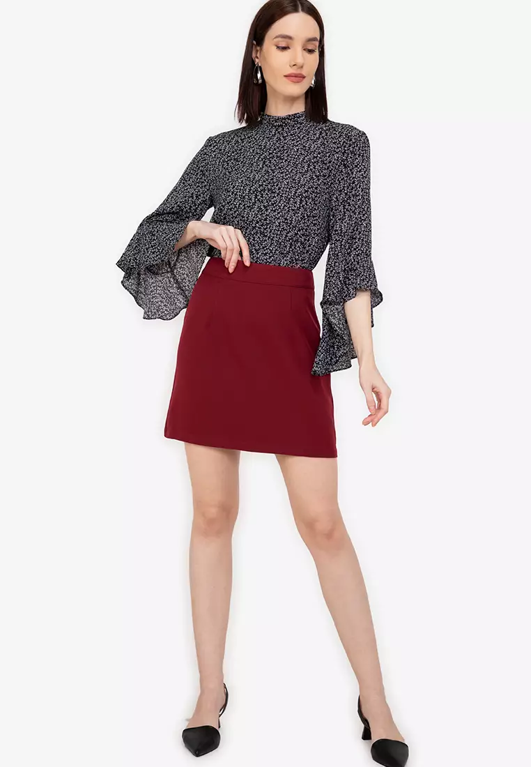 Oasis a-line mini skirt with button deals front in check